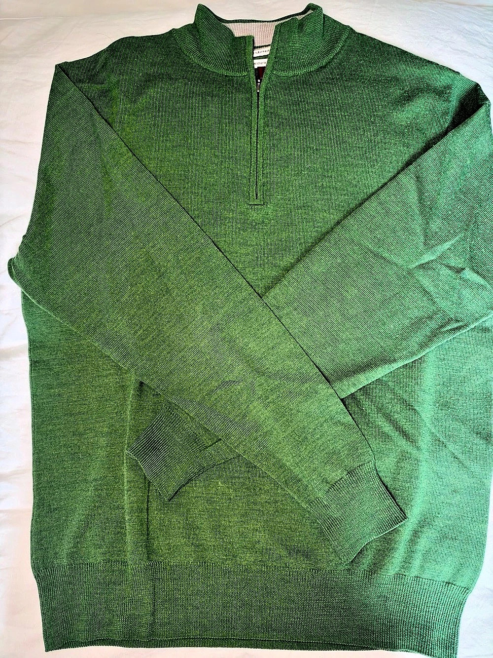 Peter Millar Merino Wool Quarter-Zip Sweater in Green Size Medium